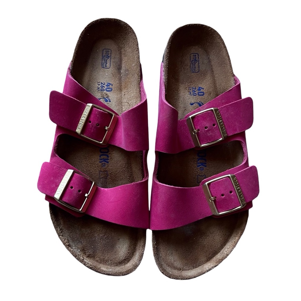 Birkenstock Size 40 Bright Fuchsia Pink Arizona Sandal Leather Casual Classic